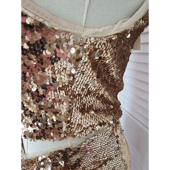 NWT Mable Mermaid Two Piece Rose Gold Sequin Gown Form Fit Prom Dress SMALL SM S - Picture 9 of 10